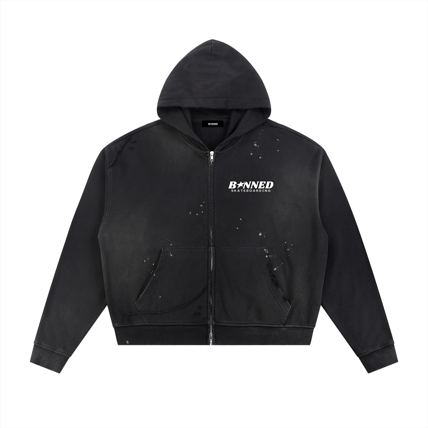 BXNNED RAW WIPEOUT ZIP HOODIE